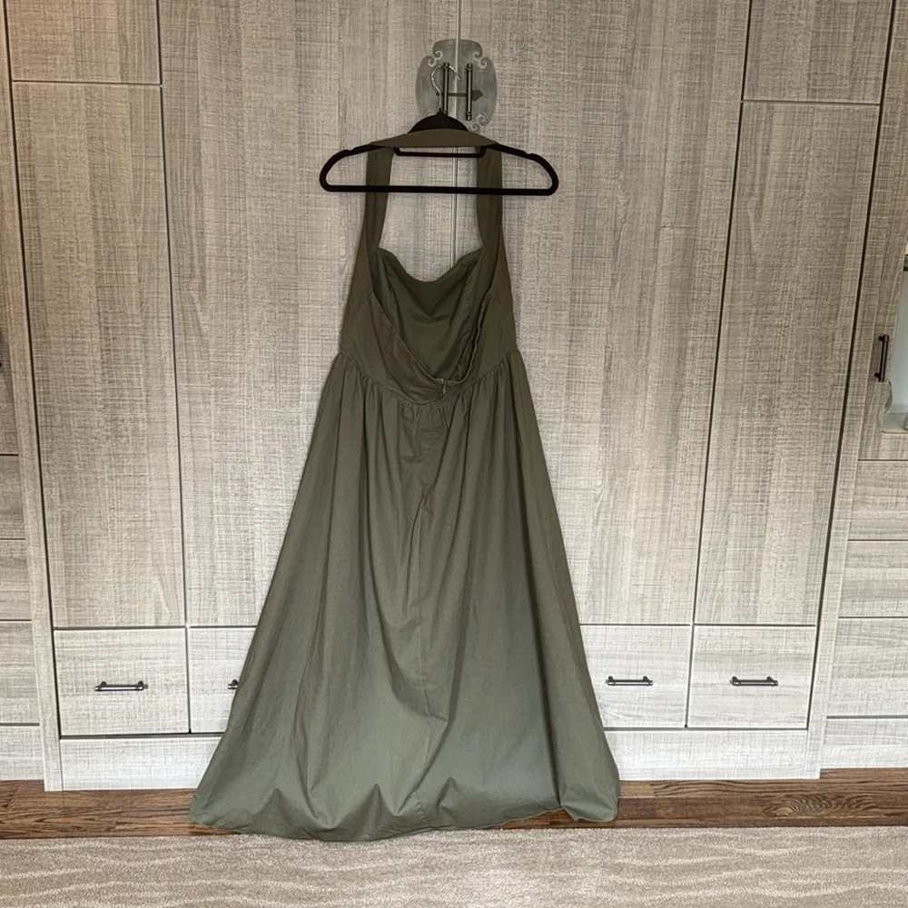 Commense Cotton & Linen Halter A Line Long Dress‎